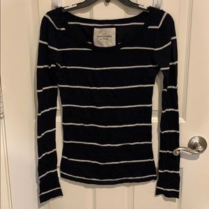 Abercrombie & Fitch Navy and Whit Striped Shirt